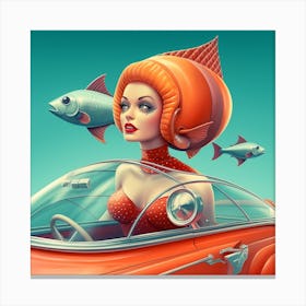 Girl In A Car 6 Canvas Print