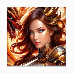 Girl With A Dragon b Canvas Print
