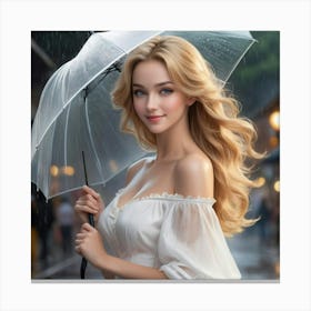 Beautiful Girl With Umbrella 1 Canvas Print