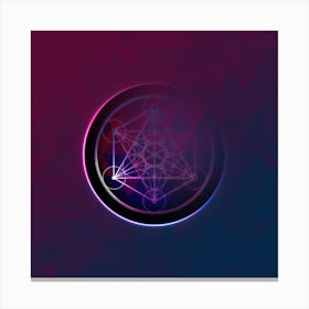 Geometric Neon Glyph on Jewel Tone Triangle Pattern 351 Canvas Print
