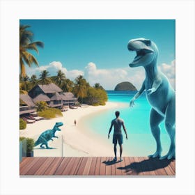 T-Rex On The Beach Canvas Print