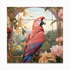 Macaw 4 Pink Jungle Animal Portrait Canvas Print