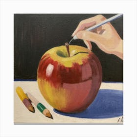 Apple Drawing Canvas Print