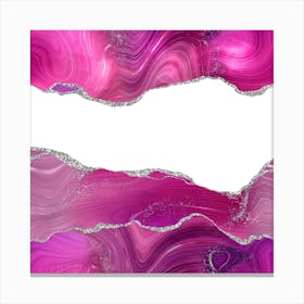 Magenta & Silver Agate Texture 08 1 Canvas Print