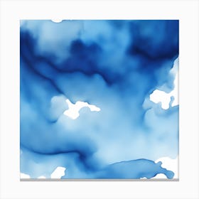 Beautiful indigo sky-blue abstract background. Drawn, hand-painted aquarelle. Wet watercolor pattern. Artistic background with copy space for design. Vivid web banner. Liquid, flow, fluid effect. Canvas Print