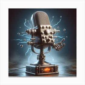 Microphone With Lightning Canvas Print