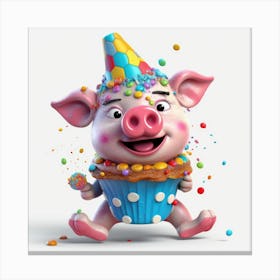 Birthday Pig 1 Canvas Print