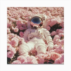 Astronaut In Pink Roses 1 Stampe su tela