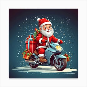 Santa Claus On A Motorcycle Canvas Print
