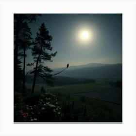 Owl Perched On A Branch Leinwandbild