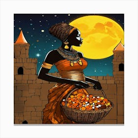 African Woman With Basket Canvas Print