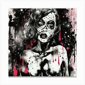 Ink Sketch Featuring Harlequin Sexuality Theme Canvas Print