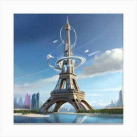 Paris In Future Time Traveling  Canvas Print