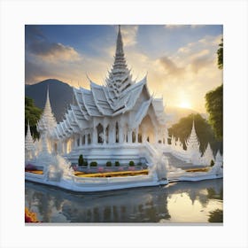 White Temple In Chiang Mai Canvas Print