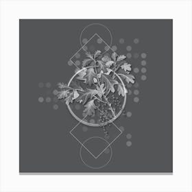 Vintage Bear Oak Botanical with Line Motif and Dot Pattern in Ghost Gray n.0043 Canvas Print