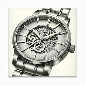 A Pencil Drawing Of A Modern Men's Watch 2 Canvas Print