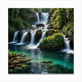 Waterfall In The Forest 74 Canvas Print