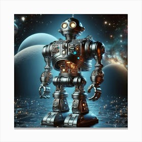 Robot In Space Canvas Print
