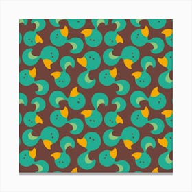 Vector Illustration Seamless Pattern With Cartoon Duck Canvas Print