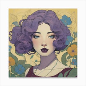 Girl With Purple Hair Canvas Print