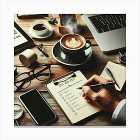 Businessman On A Desk Canvas Print