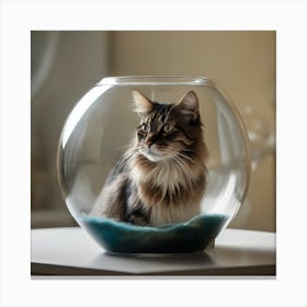 Cat In Fish Bowl 10 Canvas Print