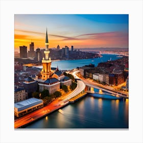 Sunset In Istanbul Canvas Print