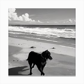 Dog On The Beach Canvas Print