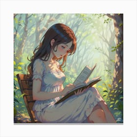 Girl Reading A Book Canvas Print