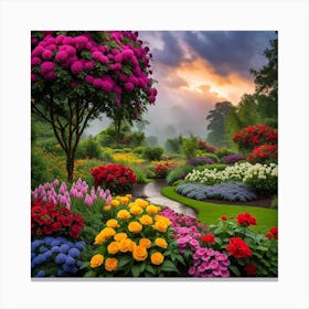 Garden At Sunset 1 Canvas Print