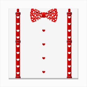 Red Hearts Bow Tie Suspenders Valentines Day Costume Canvas Print