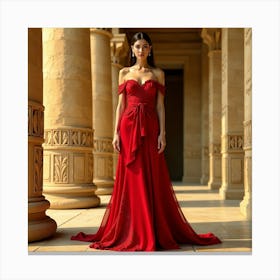 Woman In A Red Dress 12 Canvas Print