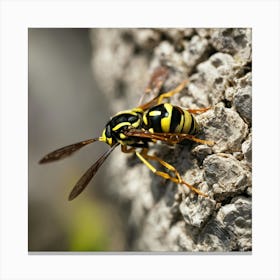 Wasp On A Rock Canvas Print
