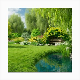 Pond In The Garden Canvas Print