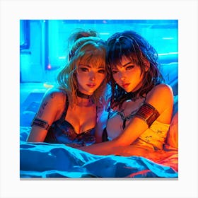 Two Girls In Bed 1 Canvas Print