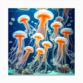 Jellyfishes In An Aquarium Canvas Print