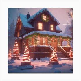 Christmas House In The Snow 10 Canvas Print