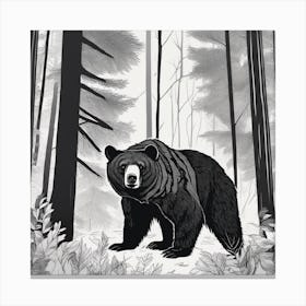 Black Bear In The Woods 3 Canvas Print