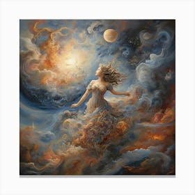 Woman In The Clouds Art print Canvas Print