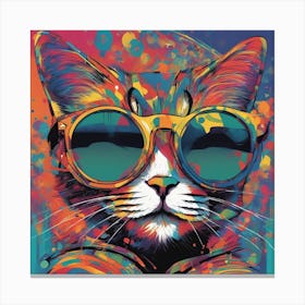 Cat, New Poster For Ray Ban Speed, In The Style Of Psychedelic Figuration, Eiko Ojala, Ian Davenport (3) Canvas Print