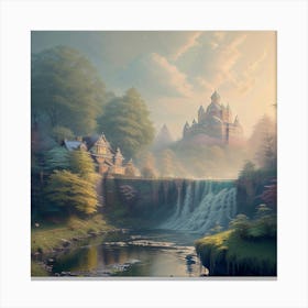 Waterfall And The Northern Forest Canvas Print