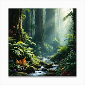 Stream In The Jungle 1 Canvas Print