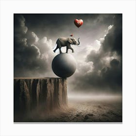 Elephant On A Rock Canvas Print