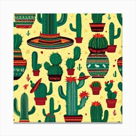 Mexican Cactus Pattern 24 Canvas Print