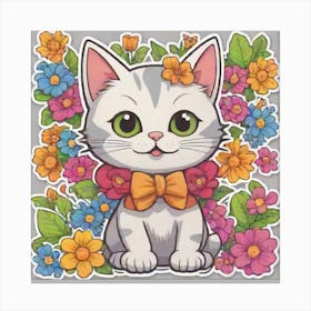 Cat In Flowers Canvas Print