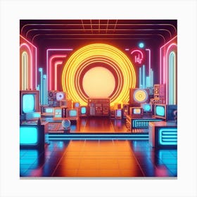 Retro Neon Room Canvas Print