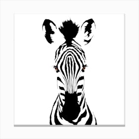 Brown Eyed Zebra White Series Square Canvas Print