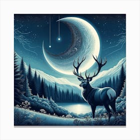 Deer In The Moonlight 1 Canvas Print