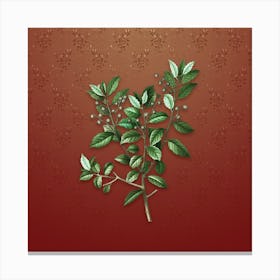 Vintage Evergreen Oak Botanical on Falu Red Pattern n.2296 Canvas Print
