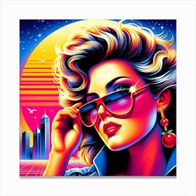 80s Girl In Sunglasses Canvas Print